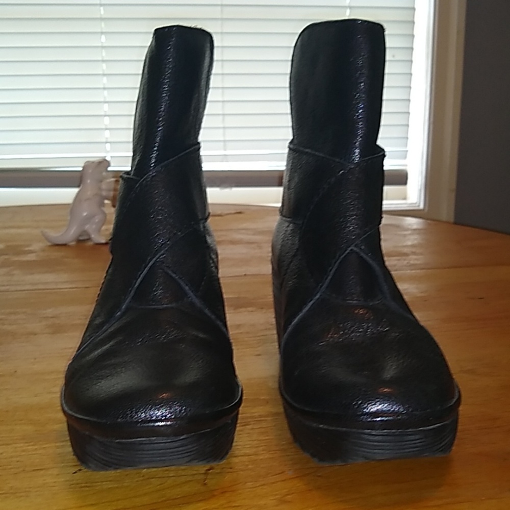 Black wedge booties
